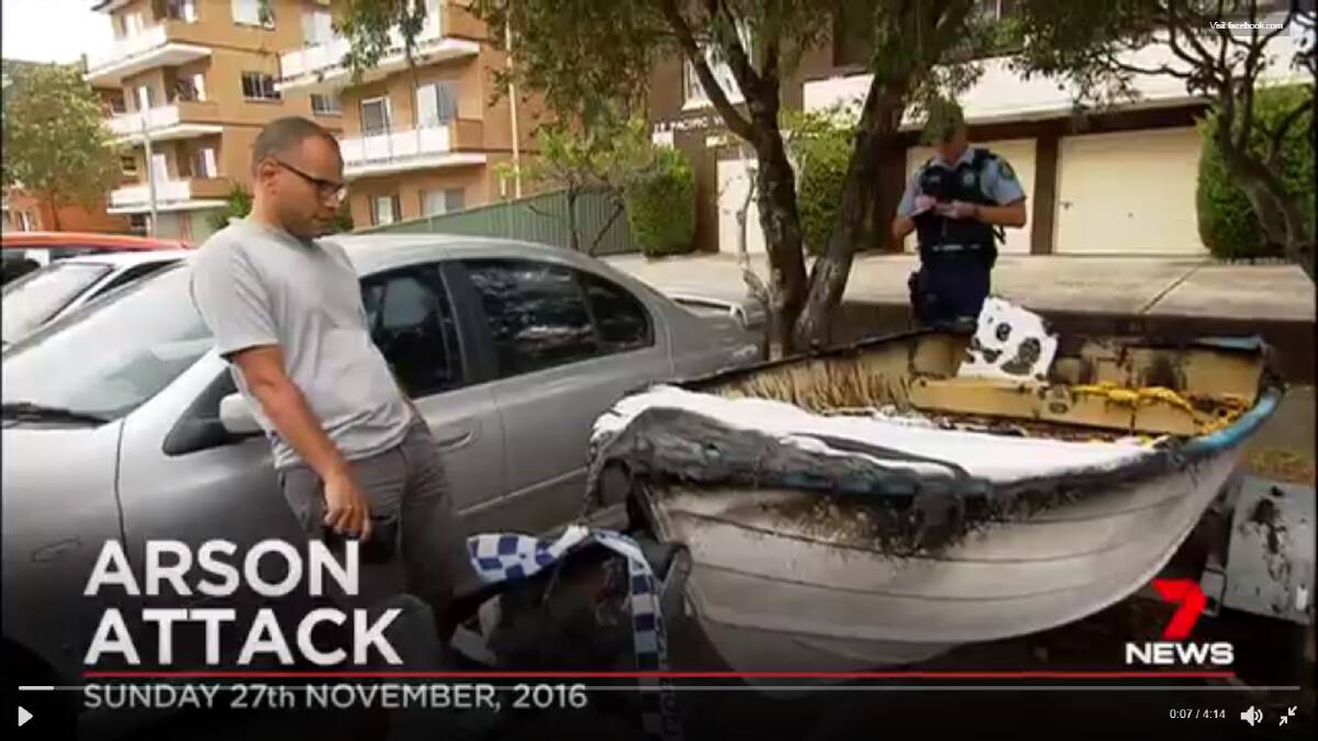 Fire destroys two cars at Brighton-Le-Sands on Sunday. Picture: 7 News