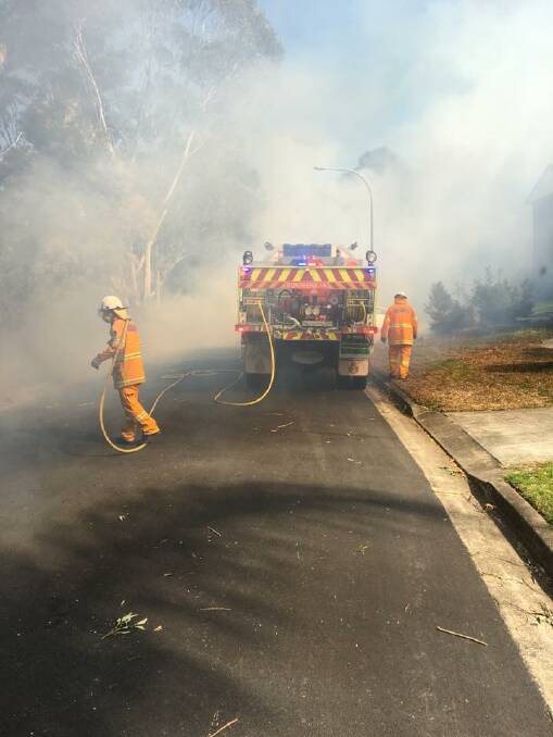 Preparations: Rural Fire Service firefighters take action during the hazard reduction burn at Menai on Sunday. Picture: Bundeena Rural Fire Service