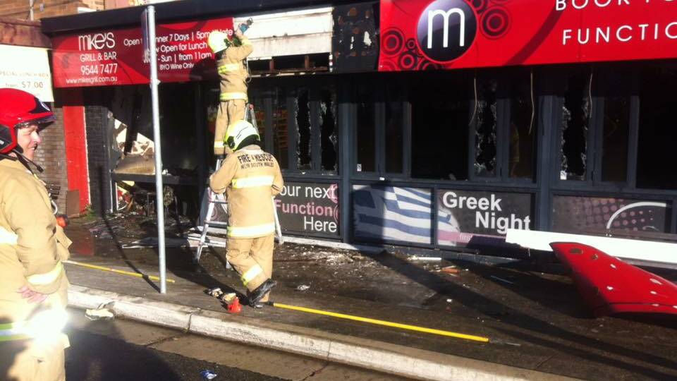 Destroyed: The aftermath of a fire that rippled through Mike's Bar and Grill. Picture: Sutherland Fire and Rescue
