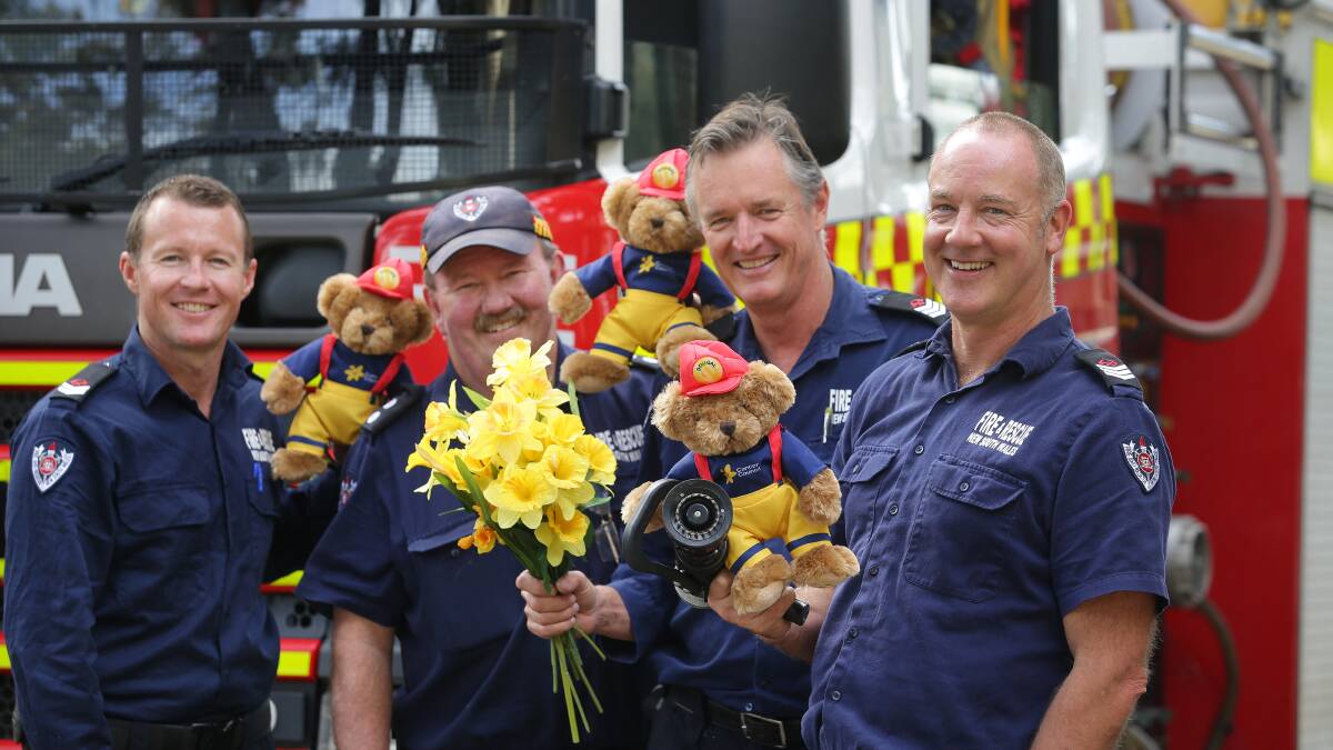 Giving back: New recruits could join established firefighters at Miranda Fire Station including Clayton Stevenson, Peter Morris, Ross Meldrum and Brett Hogan.