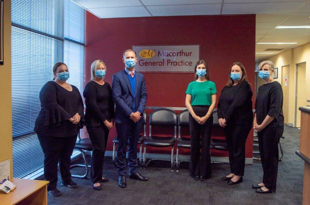 Macarthur General Practice GP Dr Ken McCroary and his team. Pictures: Supplied