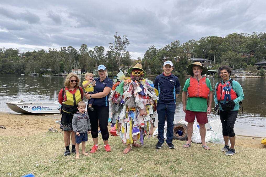 Georges Riverkeeper chairman and Fairfield councillor Adrian Wong and program manager Beth Salt were joined by PlasticMan from Oatley Flora and Fauna and other community volunteers at the Paddle Against Plastic event.