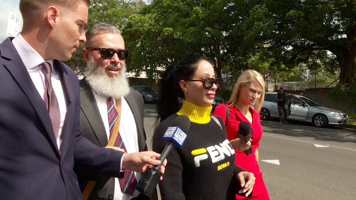 Margarita Tomovska departs the courthouse, Tuesday morning. Picture: 9 News Illawarra