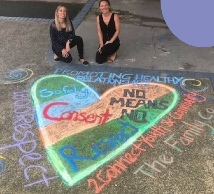 Vital work recognised: Community support service 2Connect has received a funding boost to support its Rethink! Domestic and Family Violence project. On International Women's Day this year, youth peer educators created a chalk drawing at Cronulla Plaza to raise awareness on respectful relationships, gender equality, consent and safety for women. 