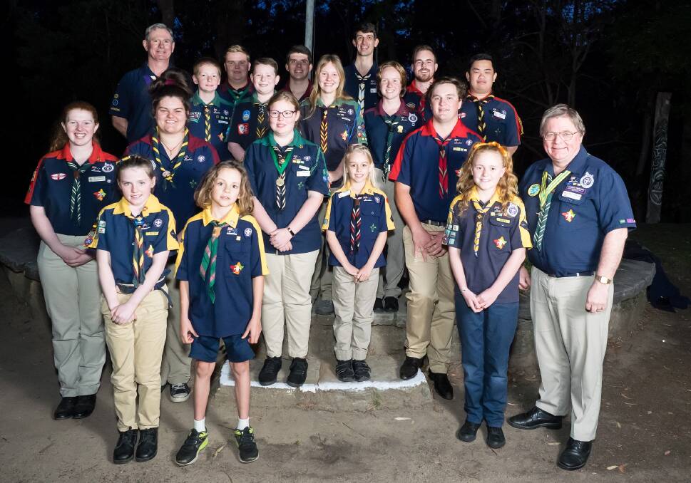 Lincoln Murrin, pictured front row, second from left, with finalists and winners at the Scout of the Year awards. 