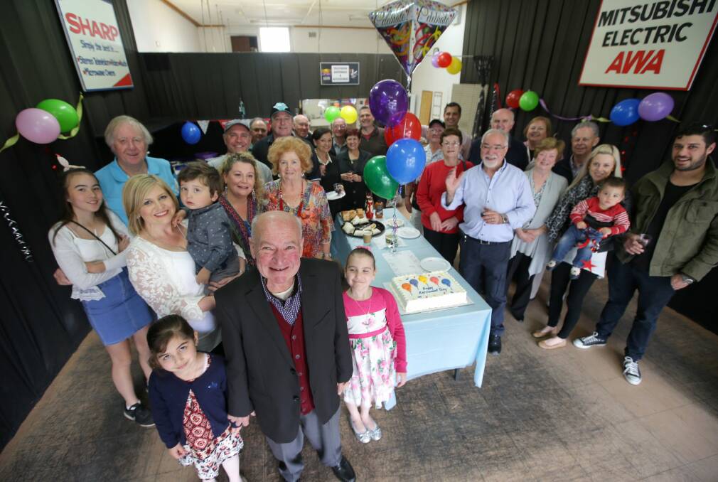 Happy retirement: Tony Anzellotti's family and friends at his farewell. Picture: John Veage