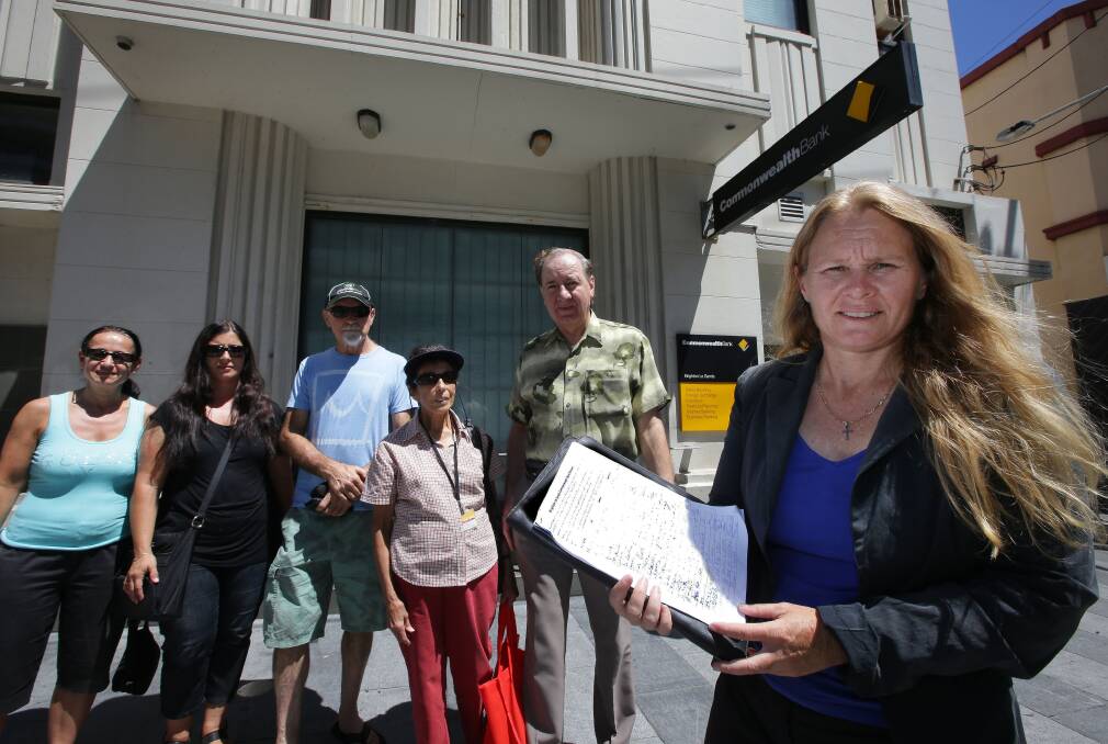Save our bank: Long-time customers of Commonwealth Bank at Brighton-Le-Sands are battling to keep their popular branch open. Teresa Van Lieshout has launched a petition against the closure. Picture: John Veage.
