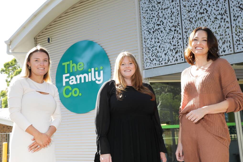 Mums of the Shire online community operators Alhana Friend and Mia Johnson with The Family Co Chief Executive Ashleigh Daines (pictured in the centre). They are working together to provide more support to vulnerable women. Picture by John Veage