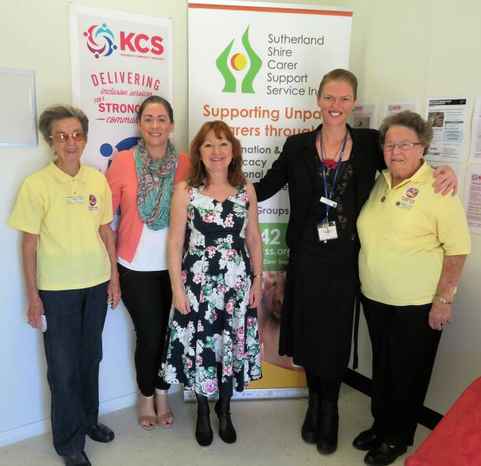 A caring community: Pamela Yard of Georges River Lioness Club, Tracy Sami of Sutherland Shire Carer Support Service, Raine Kornfeld of Sutherland Shire Carer Support Service, Jeannette Smith of Georges River Lioness Club and Oonagh McCallan of Kogarah Community Services.