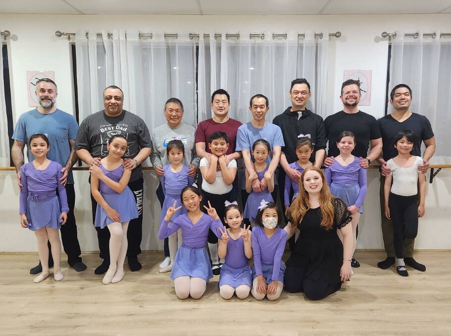 Fathers join in ballet classes, run by academy director Amy Fisher. Picture supplied