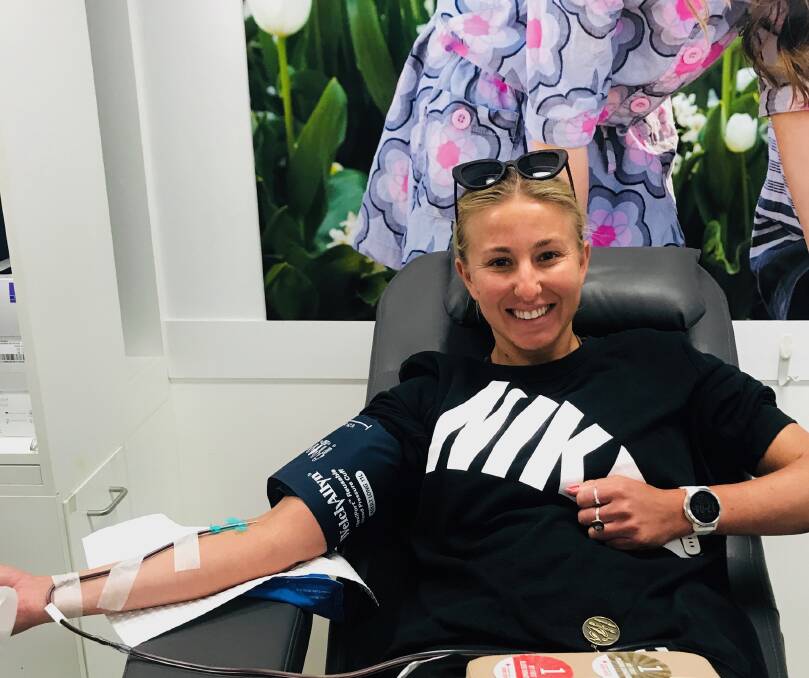 Giving back: Melissa Irwin from Cronulla Surf Lifesaving Club donates blood as part of the donation drive challenge.