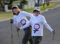 Tandem effort: Jane Stevens and Eileen Sargent are among a group of Sutherland Shire residents who are raising money for ovarian cancer research, as part of a WomenCan trek. They have been training for the challenge by walking around the shire. Picture: John Veage