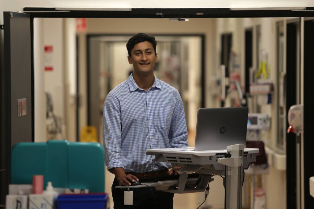 Ward training: Sutherland Hospital medical student Rohan Nandurkar, 24, choose medicine as his line of work - one of the best employment outcomes following graduation. Picture: John Veage