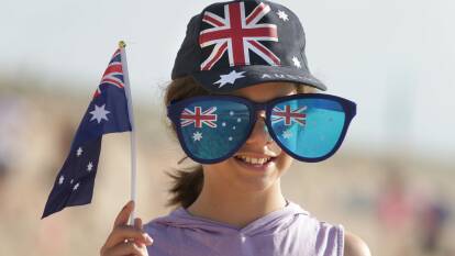 Aussie, Aussie, Aussie: Jessie O'Brien gets into the Australia Day spirit. Picture: John Veage