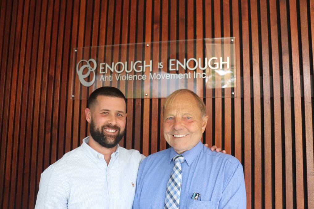Enough Is Enough corporate partner Birdie Wealth Chief Executive Nathan Smith with Enough is Enough Chief Executive Ken Marslew are promoting an inaugural charity golf day. Picture supplied
