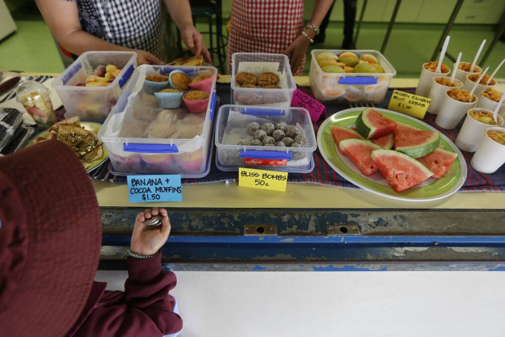 Yum: Fresh fruit and snacks are made on site at Blakehurst Public School. Picture: John Veage