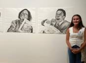 Sienna Salvato with her work that is part of Art Express at The Art Gallery of NSW. Picture supplied