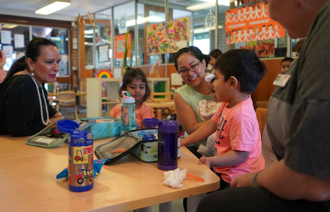 Early learning: Labor MP for Barton Linda Burney visits Uniting Frederick Street Rockdale on Thursday. The centre has also been classified as a centre of excellence, and has exceeded most national standards. 