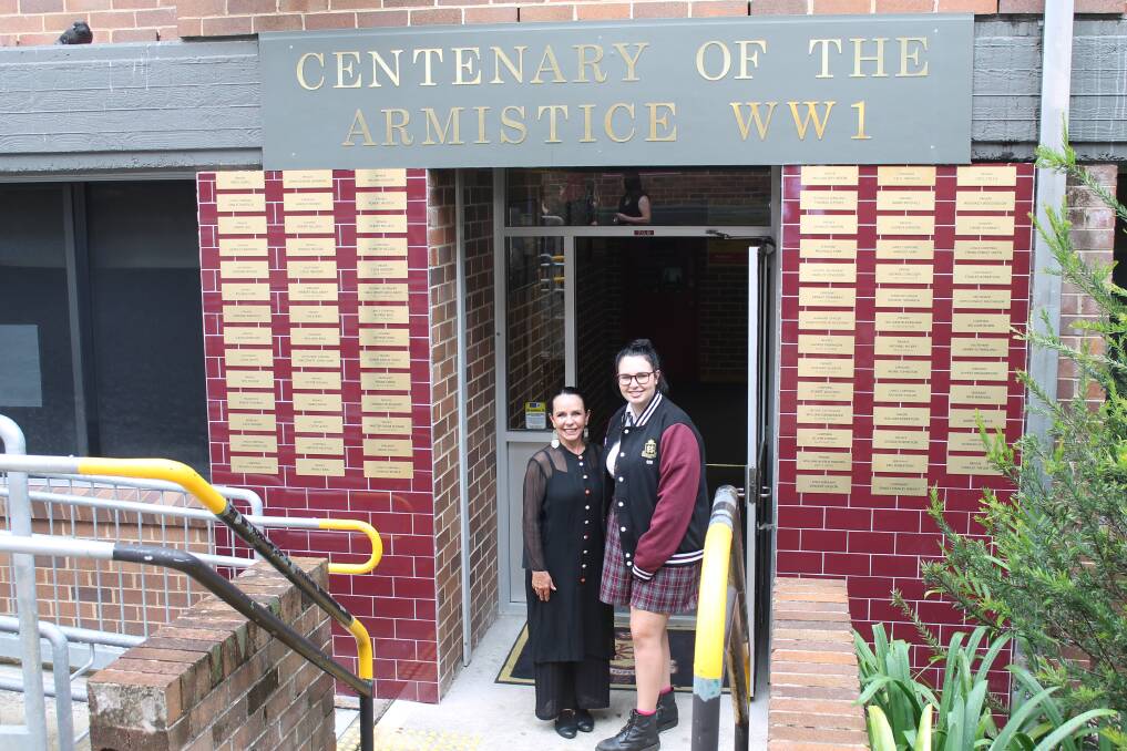 Historic entrance: Labor MP for Barton, Linda Burney, was at Kogarah High School to see history unveiled. She is pictured with school captain Emily Lienert.
