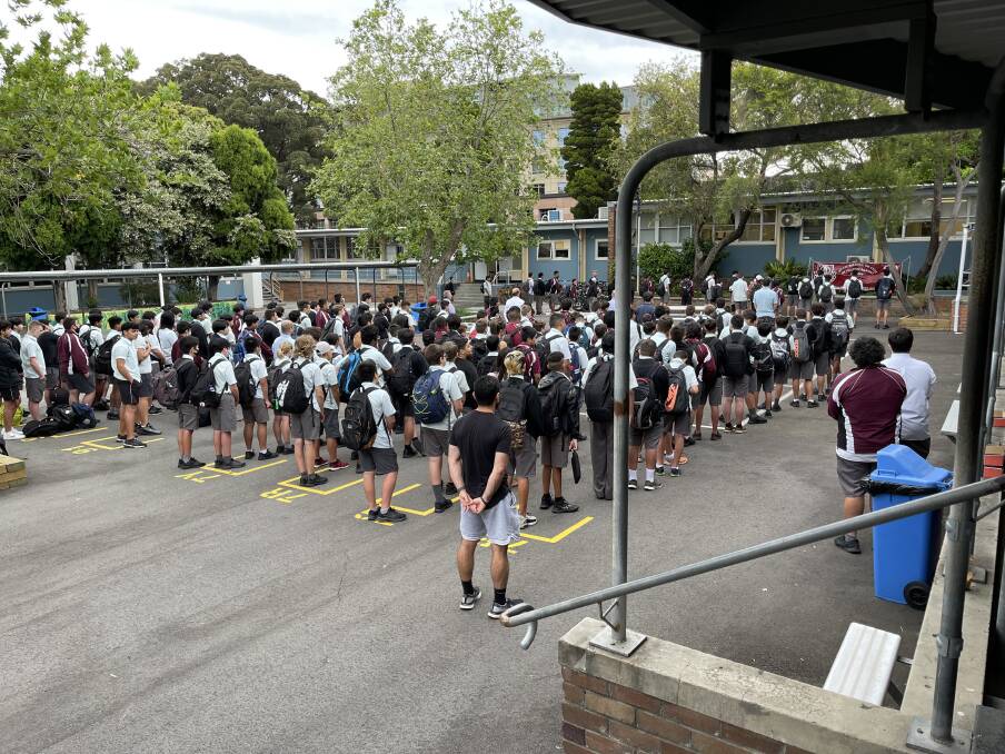 Unified: Students gathered for a school assembly to recognise the annual White Ribbon cause. 