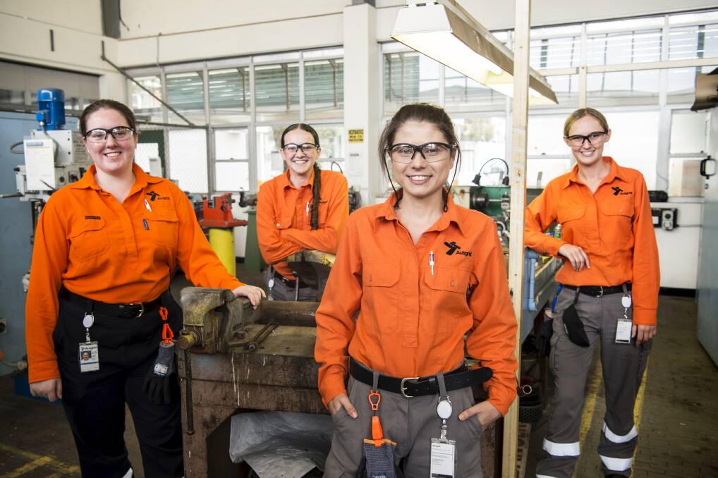 In-training: First-year apprentices with Ausgrid including Mortdale's Tahlia Keen (third from left). Picture: Steven Siewert