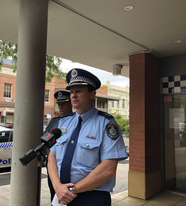 St George Police Superintendent Julian Griffiths speaks to media outside Kogarah Police Station on Friday in relation to an alleged sexual attack on a child, and a stabbing on Thursday night. 