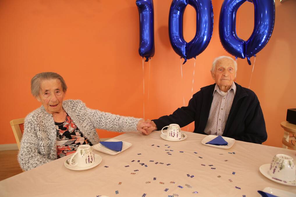 A century celebrated: Jacemty (Jack) Stepiem, pictured with his wife Christine, turns 100. Picture: John Veage