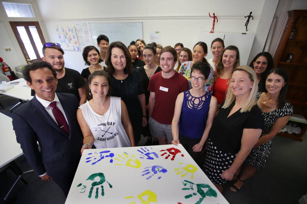 Collaboration: Headspace Hurstville team with Shadow Minister for Mental Health, Deborah O'Neill. Picture: John Veage