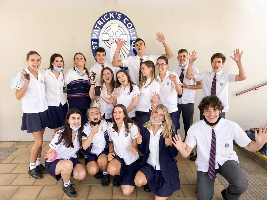 That's it: St Patrick's College Sutherland students were equally as thrilled on the last day of the HSC. Picture: Supplied
