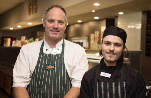 Ambitious opportunities: Miranda RSL head chef Andrew Harper has taken several young people under his wing, including apprentice chef Corey Elliott. 