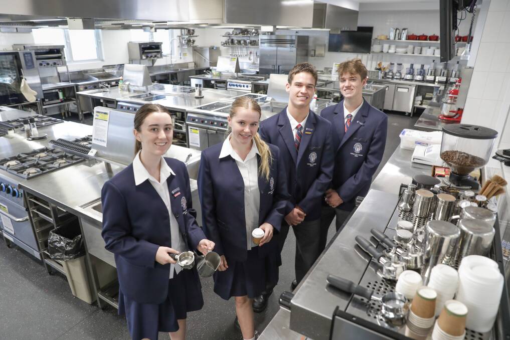 St Patrick's College Sutherland has a new 'super lab', designed to support students across a range of practical subjects. Pictured are student leaders Mikalee McDowell, Lexi Bowron, Hamish Nesbitt and Jacob McLachlan. Picture by John Veage