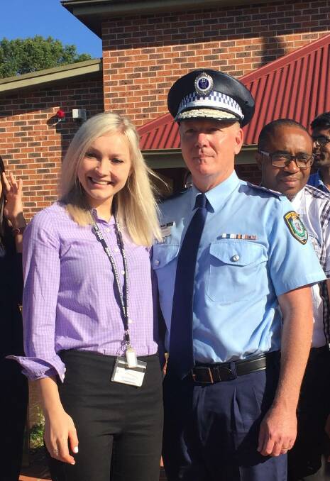Shadowing the force: Oksana Vronska with NSW Police Commissioner, Mick Fuller.