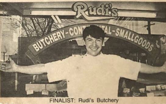 Rudis Butchery featured in the St George & Sutherland Shire Leader about 30 years ago. Pictured is owner Stefan Birmili, who was in his 20s in this photo.