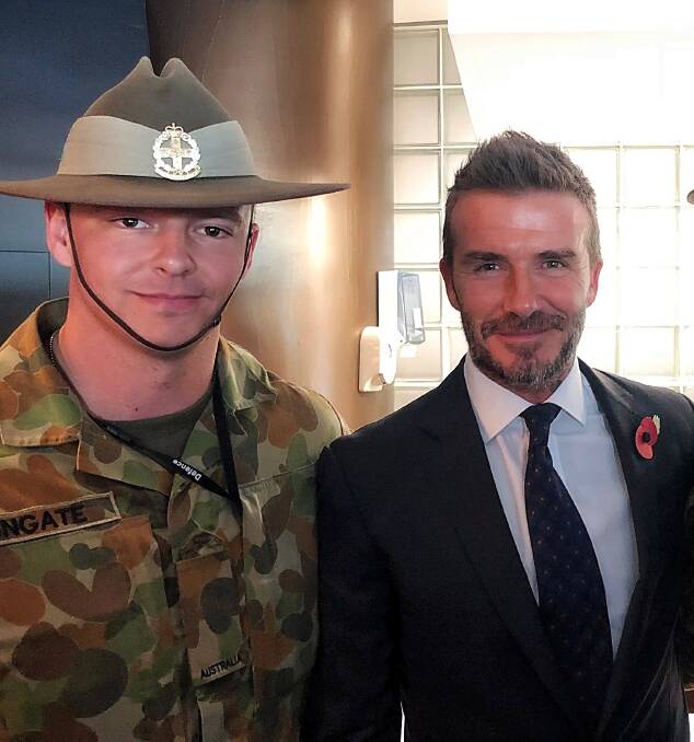 Celebrity guard: Kahn Bungate also got the gig of looking after David Beckham when he visited Sydney this year.