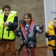 Children had the chance to try on life-jackets in a water safety awareness session. Picture: John Veage
