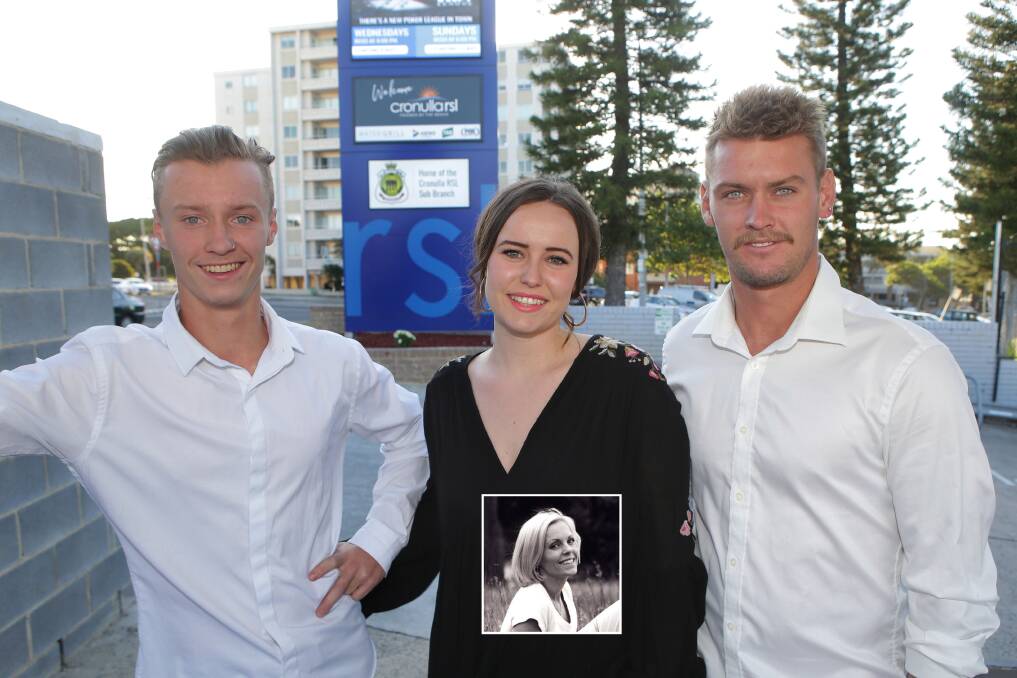 Daughter's commitment: Bria Mackay, pictured, with her brothers Tully and Angus, took the reins of a Sutherland Shire breast cancer charity in honour of her mother Joanne, who lost her battle with the disease. Picture: John Veage