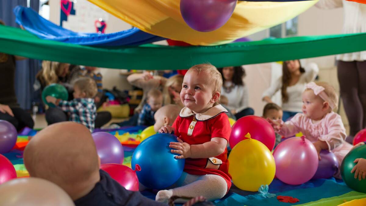 Balls of fun: Balloon play in one of the sessions. Picture: Baby Sensory/Facebook