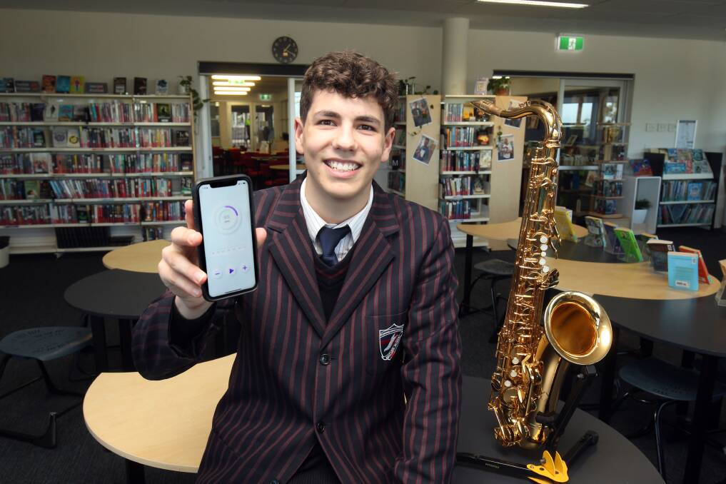 St George Christian School student Jesaiah Creek, 15, won an Apple competition by creating a smartphone app that increases musical accessibility. Picture by Chris Lane