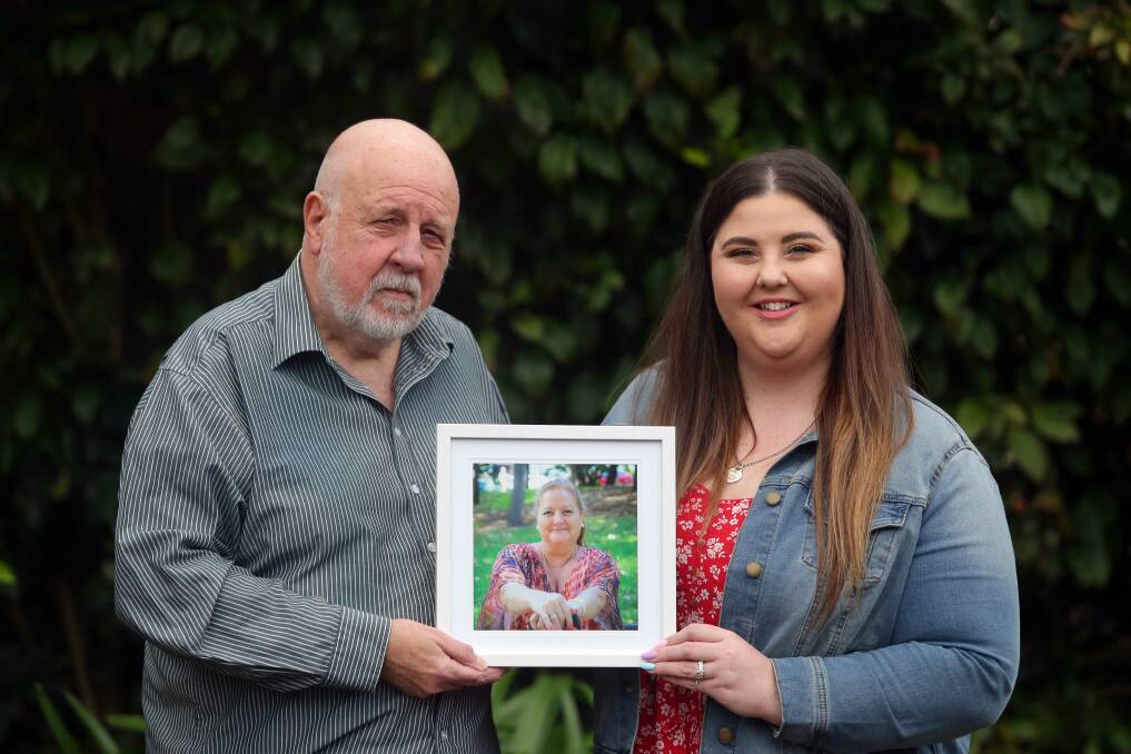 Hurstville's Dennis Leitch and his daughter Amy, remember Julie, who was instrumental in launching anxiety support groups in St George. Picture by Chris Lane