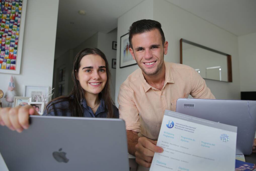 Global education: Joseph Booth and Ana-Maria Barlin co-founded IBreezy, which helps prepare students in the International Baccalaureate, an alternative to the HSC. Picture: John Veage