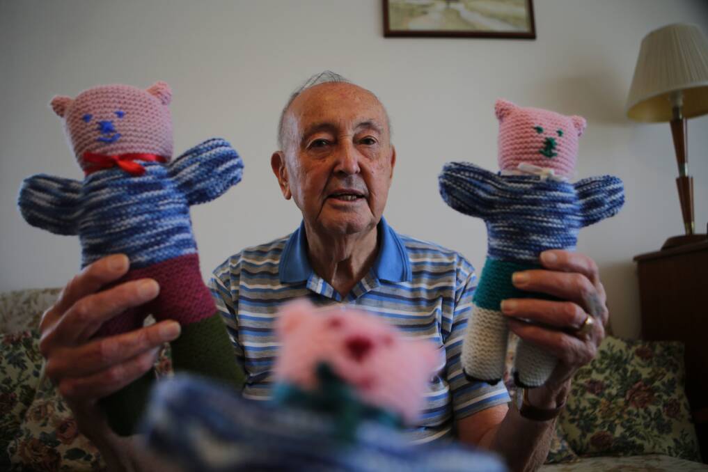 Much-loved hobby: Ron Butts, 85, makes all of the toys he donates to sick children in hospital. Picture: John Veage