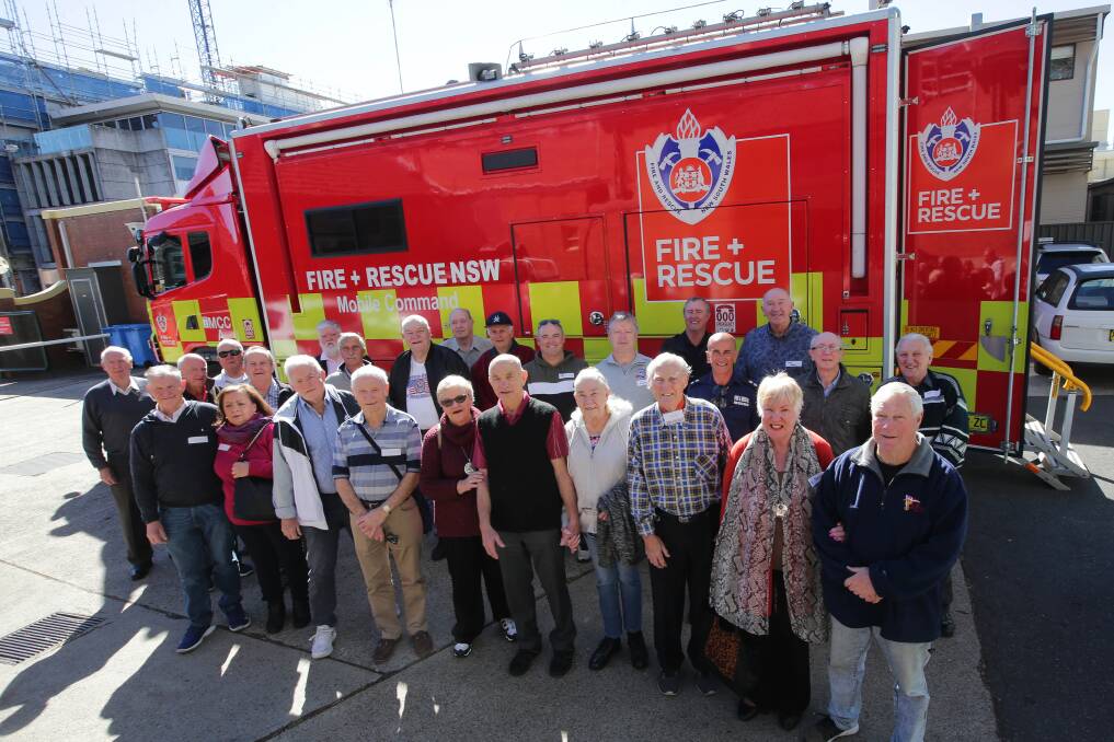 How far we've come: The annual firefighters reunion at Kogarah Fire Station in 2019. Picture: John Veage