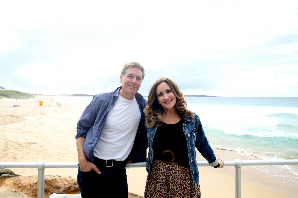 Seaside songs: Musical theatre performers David Hobson and Marina Prior at Cronulla ahead of their 2019 tour, which comes to Sutherland Shire in July. Picture: Chris Lane