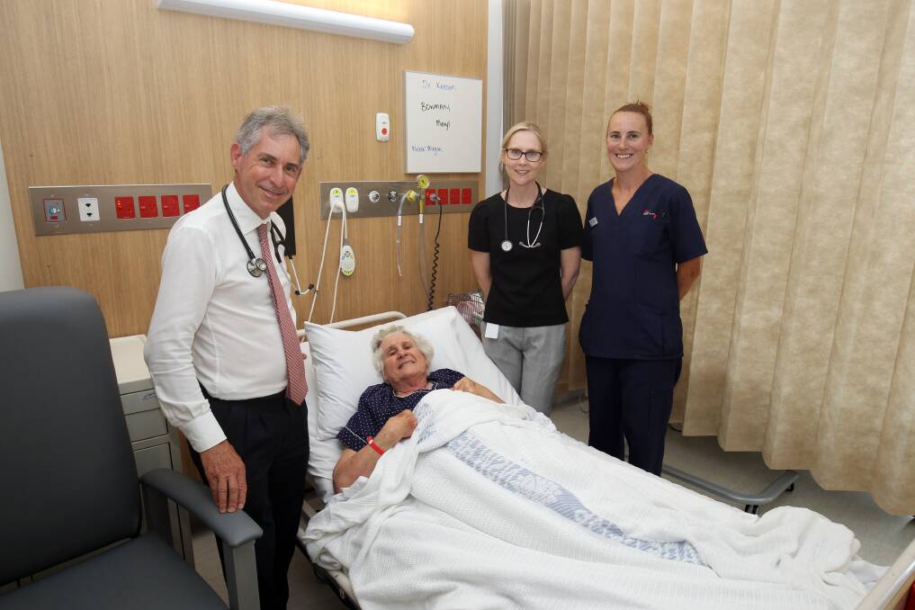 Health focus: Dr Gonski and Dr Claire Keenan with nurse Shannon Presland and one of the unit's new patients, Meryl Bowman. Picture: Chris Lane