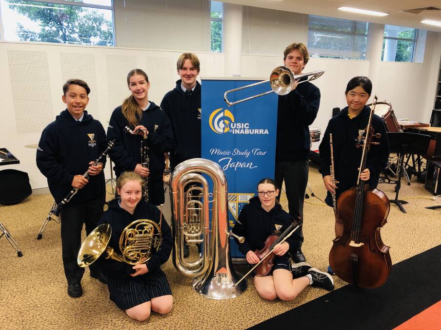 Inaburra students Charlie Martin, Emersen McNeill, Dash Rowe, Thomas Dews, Alicia Wang, Lucy Hallam and Caitlin Wolf are ready for a musical adventure. Picture supplied