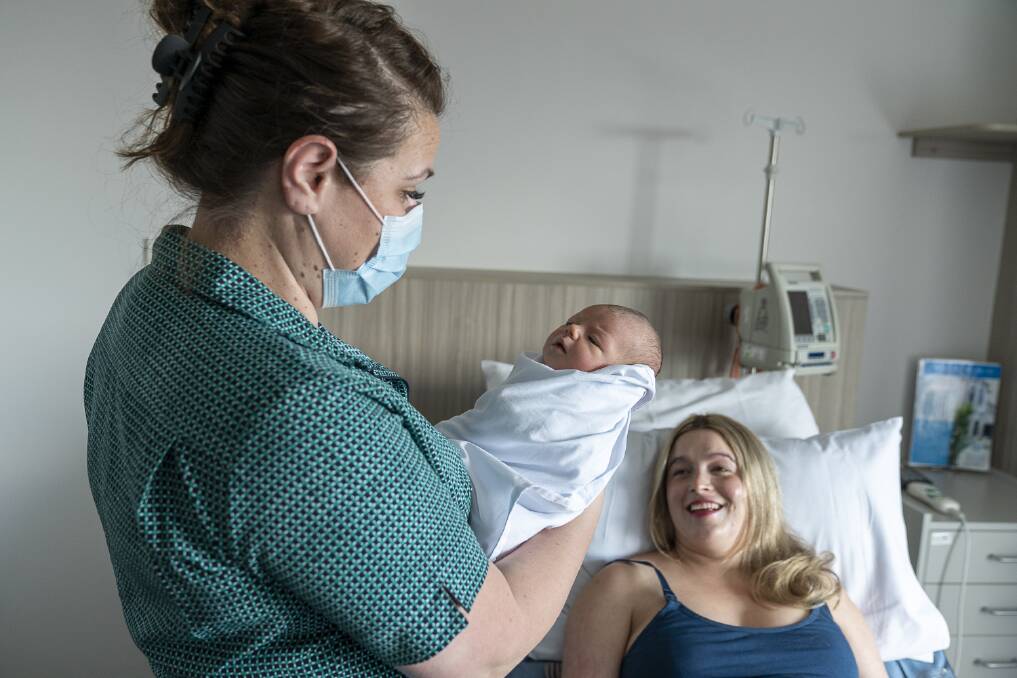 Sole focus: Although it is experiencing midwife shortages, Hurstville Private Hospital's maternity staff have been able to focus on building new parents' confidence during the pandemic.