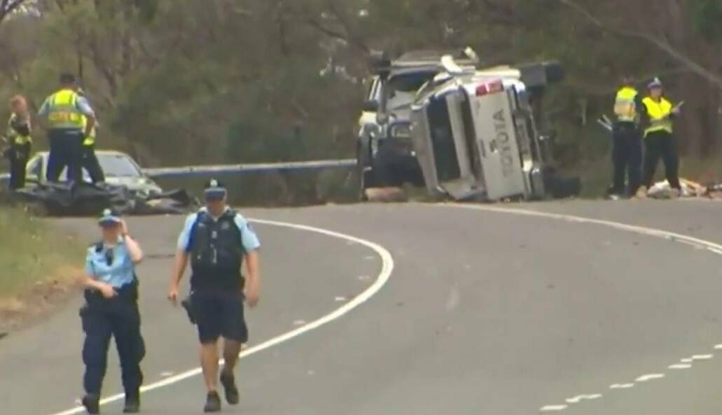 Carnage: The scene of the crash earlier this month. Picture: 9 News