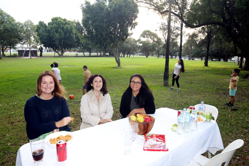 Getting back to play: Mothers Tracey Adamson, Vivian Munoz and Cynthia Elachi are part of the Heads Up Alliance, which encourages other parents to ban the use of social media among children. Picture: Chris Lane