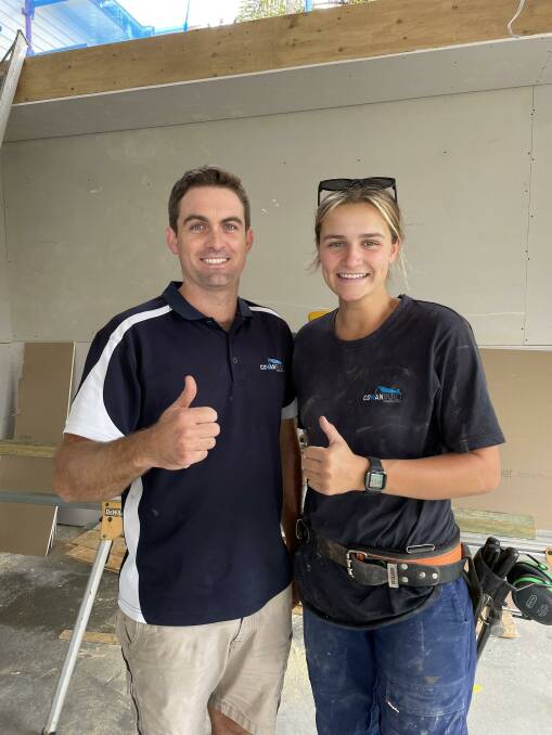New apprentice on deck: Jade Stewart (right) pictured with her boss, Nathan Cowan. 