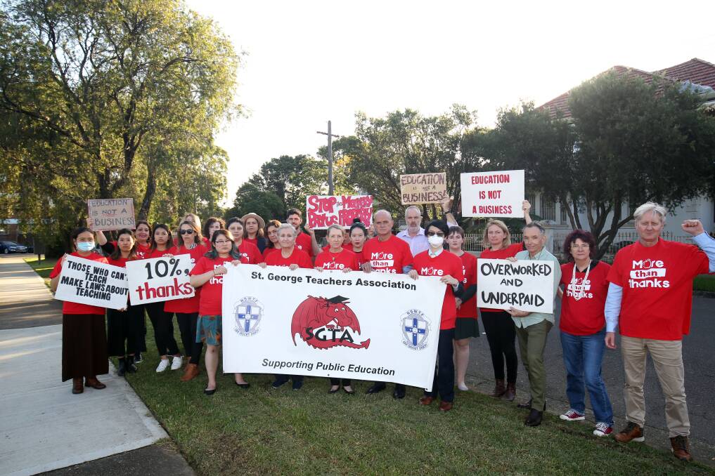 Battle continues: St George Teachers' Association union members at the previous strike, held on May 4. Teachers are walking off the job again on Thursday, June 30. Picture: Chris Lane